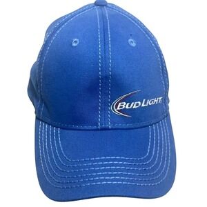 Bud Light Off‎ Set Baseball Cap Back Up To Whatever Blue Stretch Fit Budweiser
